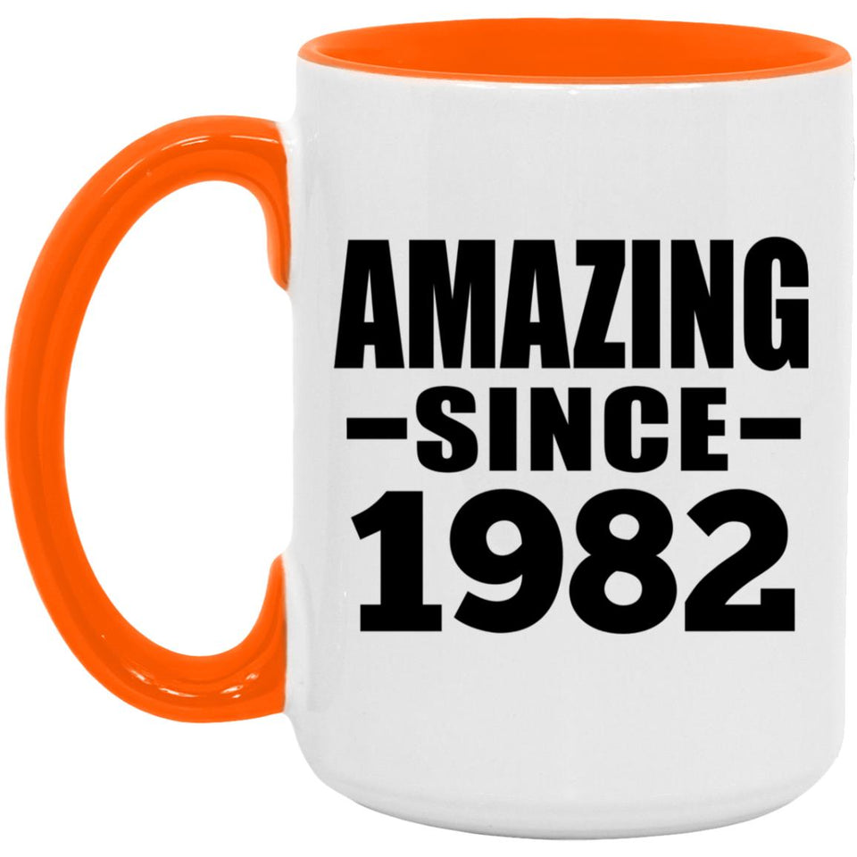 42nd Birthday Amazing Since 1982 - 15oz Accent Mug Orange