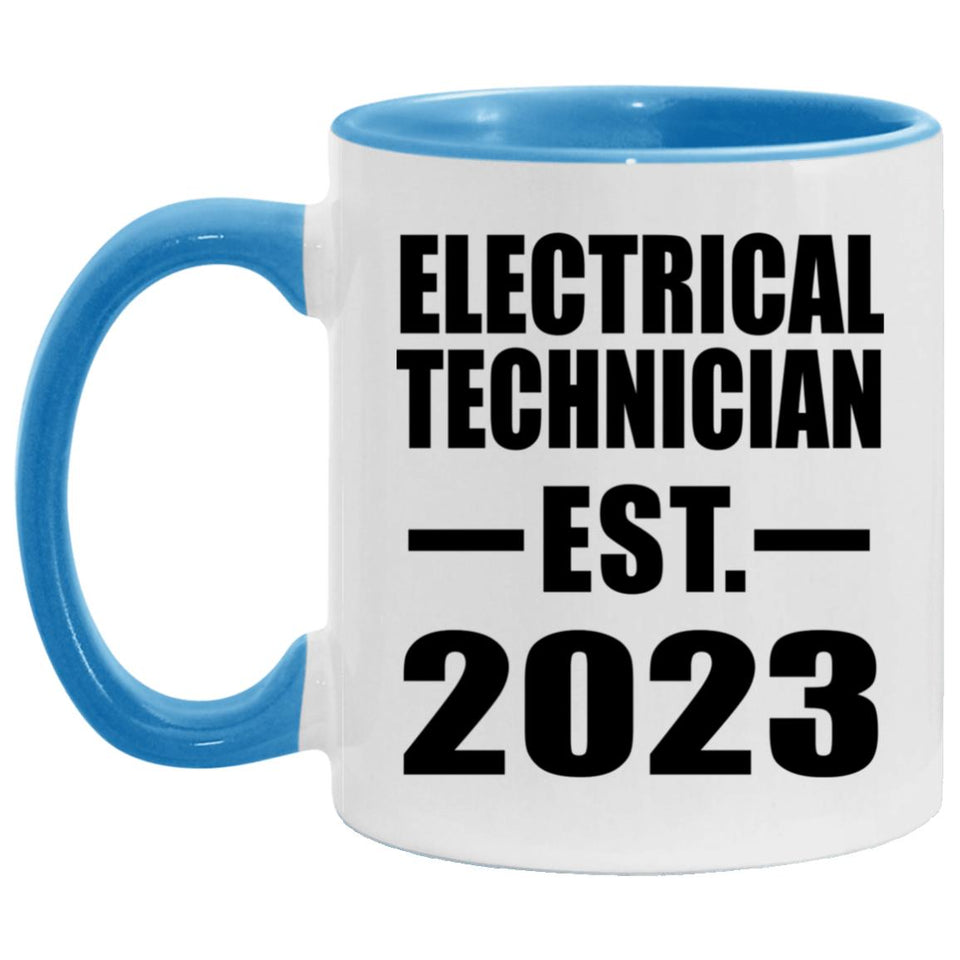 Electrical Technician Established EST. 2023 - 11oz Accent Mug Blue