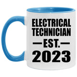 Electrical Technician Established EST. 2023 - 11oz Accent Mug Blue