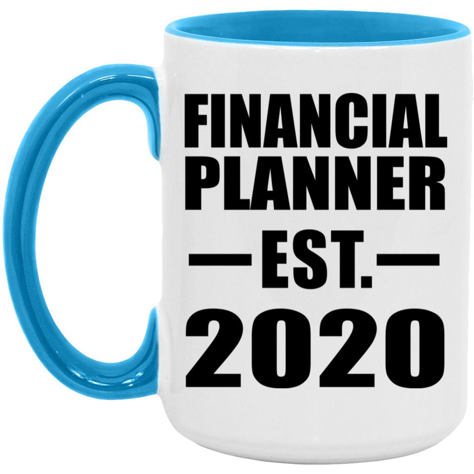 Financial Planner Established EST. 2020 - 15oz Accent Mug Blue