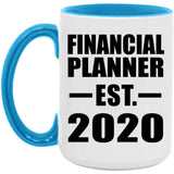 Financial Planner Established EST. 2020 - 15oz Accent Mug Blue
