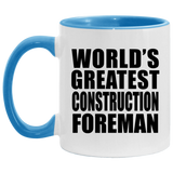 World's Greatest Construction Foreman - 11oz Accent Mug Blue