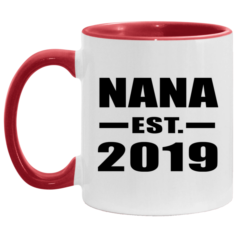 Nana Established EST. 2019 - 11oz Accent Mug Red