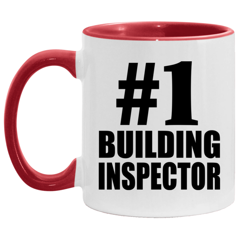 Number One #1 Building Inspector - 11oz Accent Mug Red