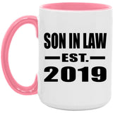 Son In Law Established EST. 2019 - 15oz Accent Mug Pink