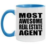 Most Awesome Real Estate Agent - 11oz Accent Mug Blue