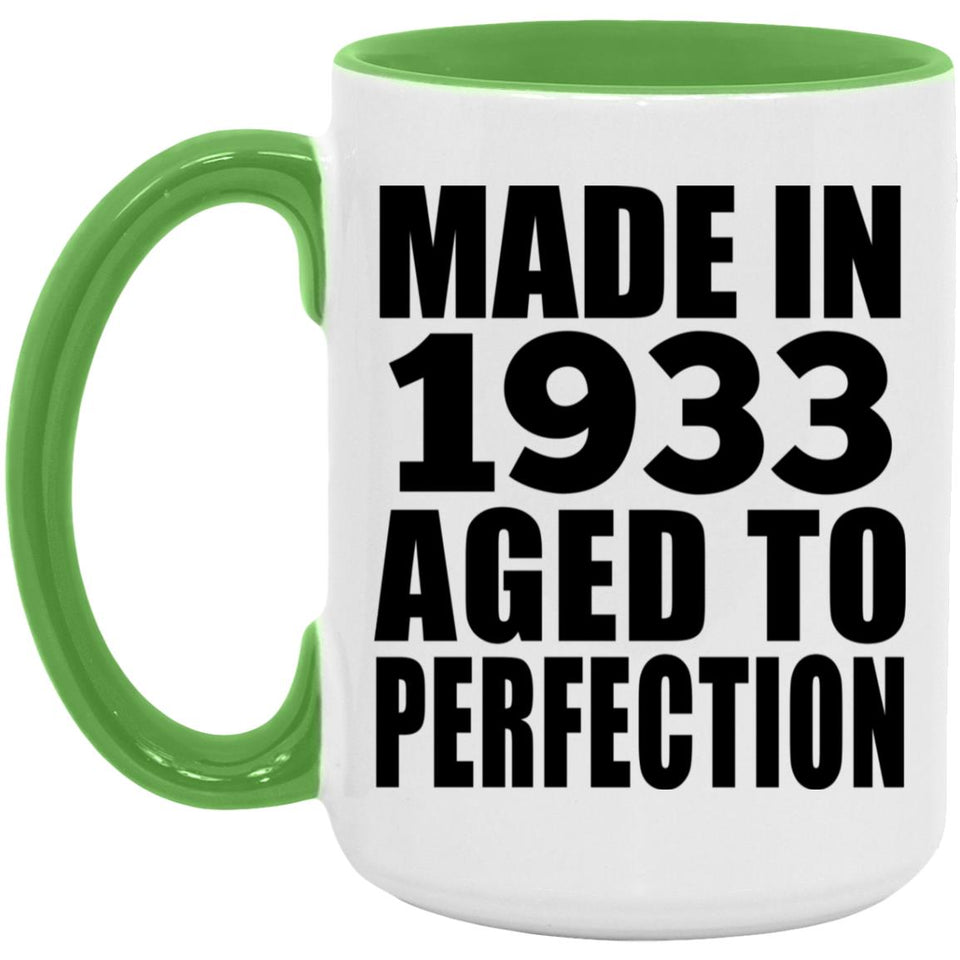 91st Birthday Made In 1933 Aged to Perfection - 15oz Accent Mug Green