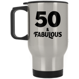 50th Birthday 50 & Fabulous - Silver Travel Mug