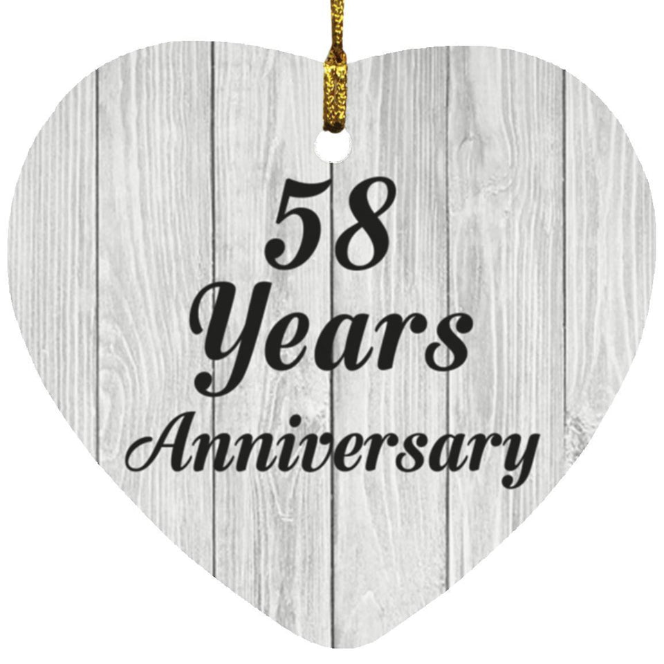 58th Anniversary 58 Years Anniversary - Heart Ornament F