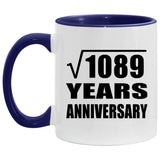 33rd Anniversary Square Root of 1089 Years Anniversary - 11oz Accent Mug Purple