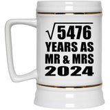 74th Anniversary Square Root of 5476 Years As Mr & Mrs 2024 - Beer Stein