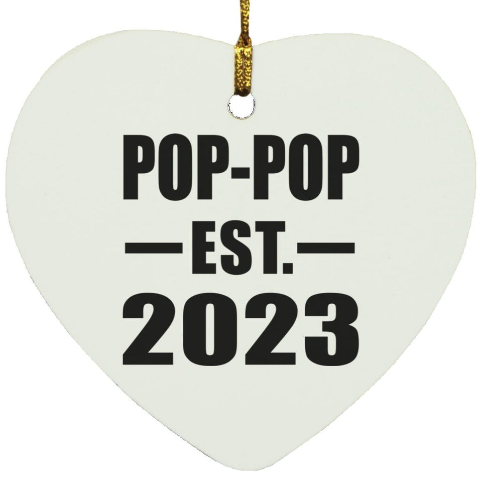 Pop-Pop Established EST. 2023 - Heart Ornament
