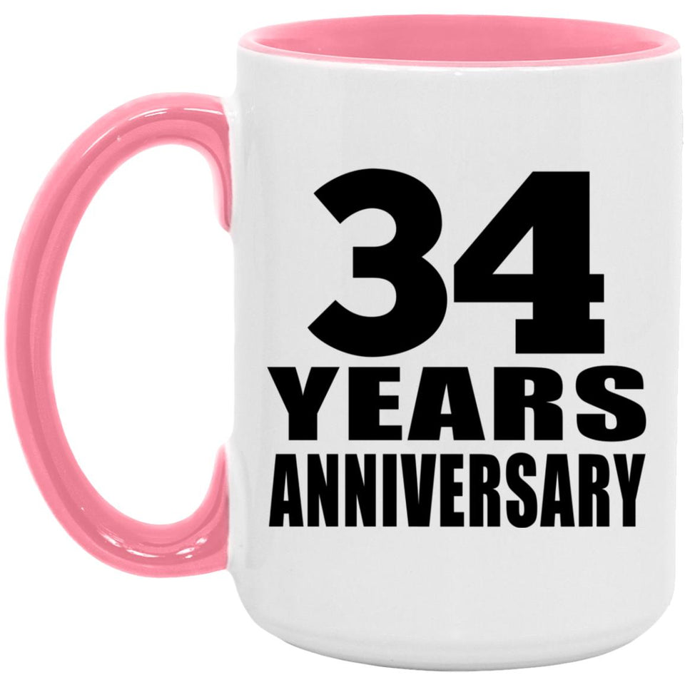 34th Anniversary 34 Years Anniversary - 15oz Accent Mug Pink