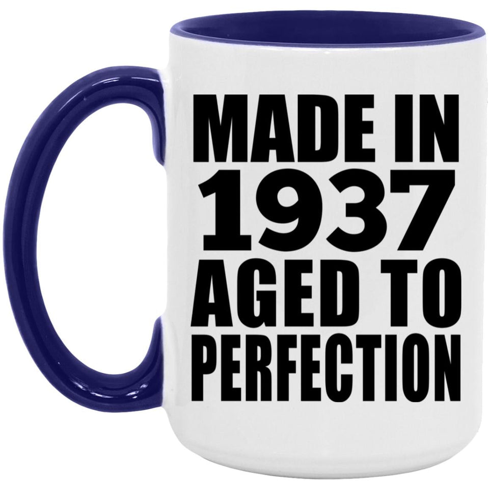 87th Birthday Made In 1937 Aged to Perfection - 15oz Accent Mug Purple