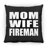 Mom Wife Fireman - Throw Pillow Black