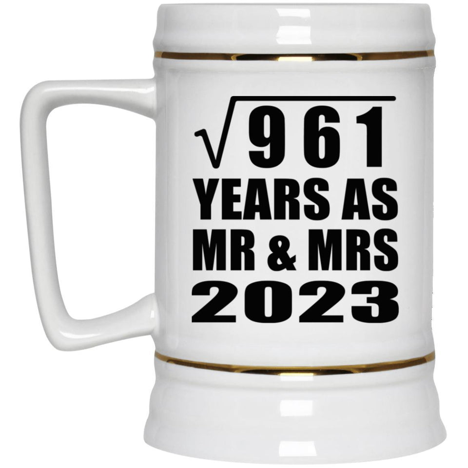 31st Anniversary Square Root of 961 Years As Mr & Mrs 2023 - Beer Stein