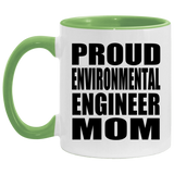 Proud Environmental Engineer Mom - 11oz Accent Mug Green