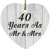 40th Anniversary 40 Years As Mr & Mrs - Heart Ornament F