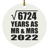 82nd Anniversary Square Root of 6724 Years As Mr & Mrs 2022 - Circle Ornament