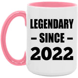 2nd Birthday Legendary Since 2022 - 15oz Accent Mug Pink