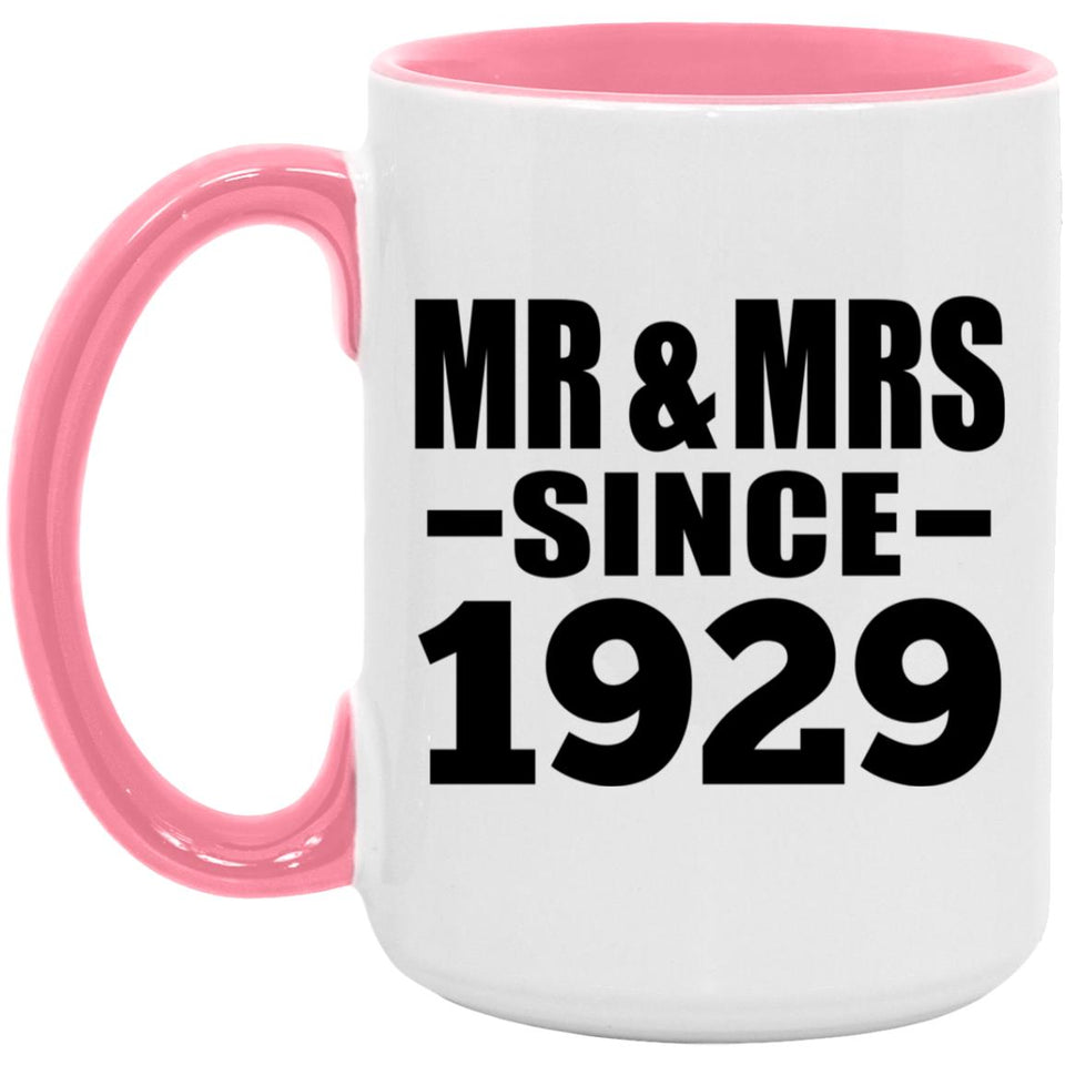 95th Anniversary Mr & Mrs Since 1929 - 15oz Accent Mug Pink