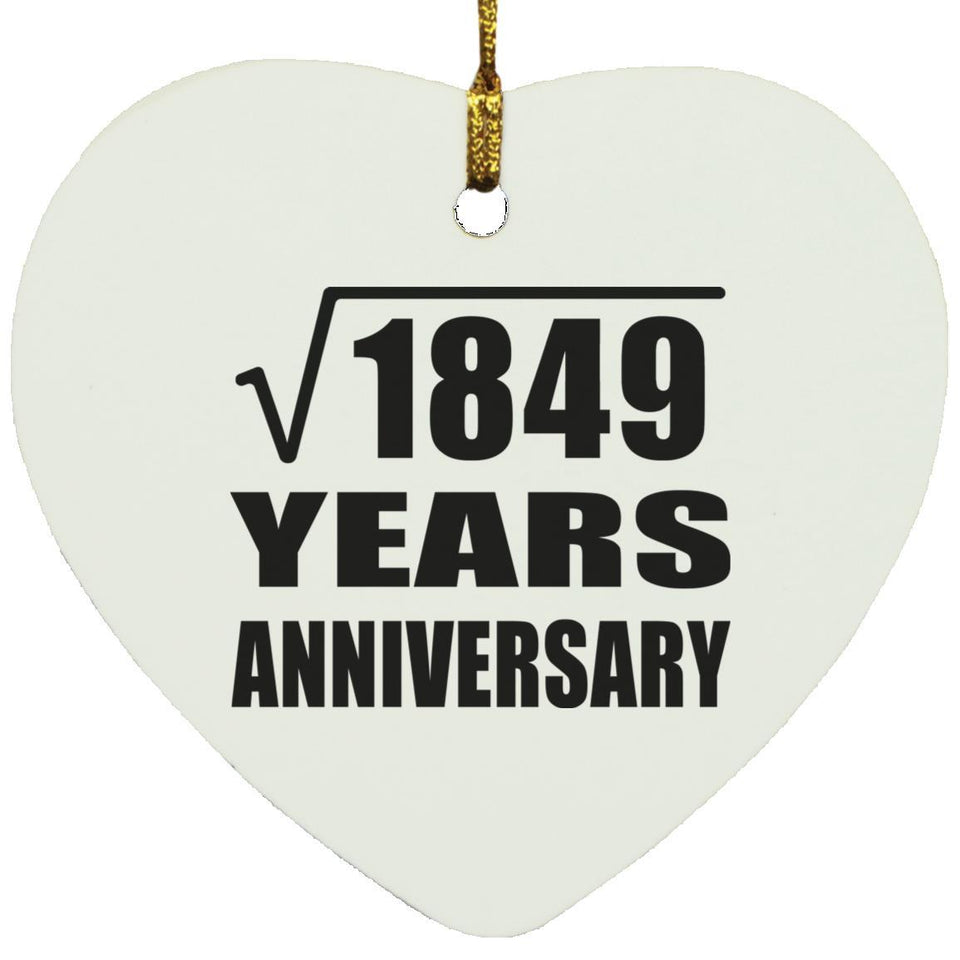 43rd Anniversary Square Root of 1849 Years Anniversary - Heart Ornament