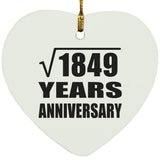 43rd Anniversary Square Root of 1849 Years Anniversary - Heart Ornament
