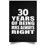 30th Anniversary 30 Years of Being Mrs Always Right - Poster Portrait