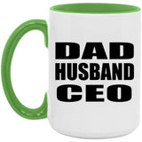 Dad Husband CEO - 15oz Accent Mug Green
