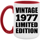 47th Birthday Vintage 1977 Limited Edition - 15oz Accent Mug Red