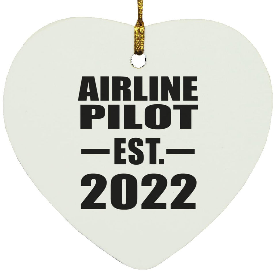 Airline Pilot Established EST. 2022 - Heart Ornament