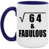 8th Birthday Square Root of 64 & Fabulous - 15oz Accent Mug Purple