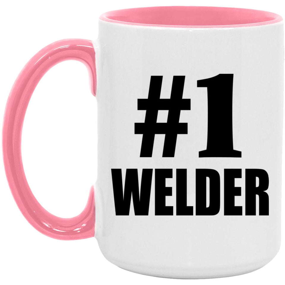 Number One #1 Welder - 15oz Accent Mug Pink