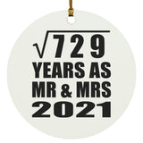 27th Anniversary Square Root of 729 Years As Mr & Mrs 2021 - Circle Ornament