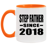 Step Father Since 2018 - 11oz Accent Mug Orange