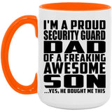 Proud Security Guard Dad Of Awesome Son - 15oz Accent Mug Orange