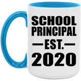 School Principal Established EST. 2020 - 15oz Accent Mug Blue