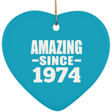 50th Birthday Amazing Since 1974 - Heart Ornament