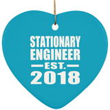 Stationary Engineer Established EST. 2018 - Heart Ornament