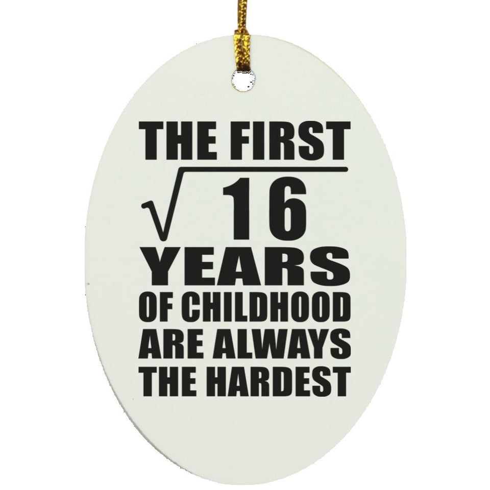 4th Birthday Square Root of 16 Years of Childhood - Oval Ornament