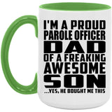 Proud Parole Officer Dad Of Awesome Son - 15oz Accent Mug Green