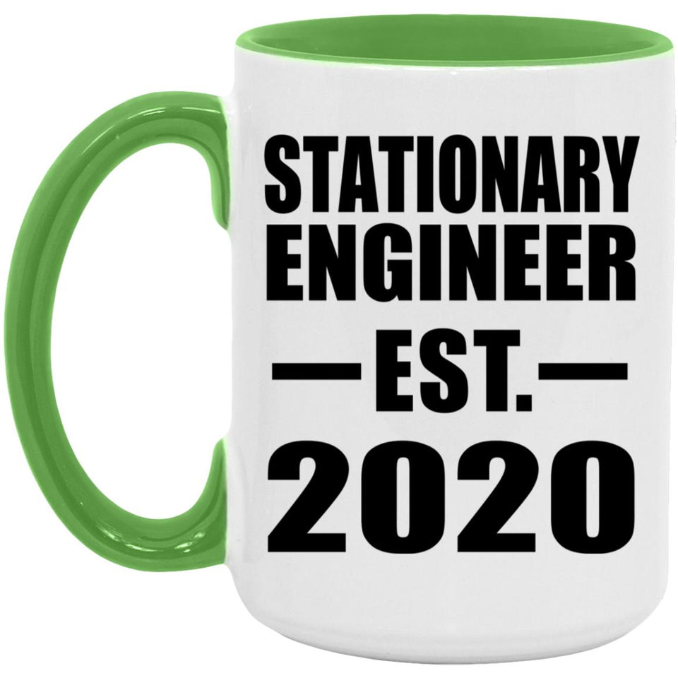 Stationary Engineer Established EST. 2020 - 15oz Accent Mug Green