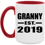 Granny Established EST. 2019 - 15oz Accent Mug Red