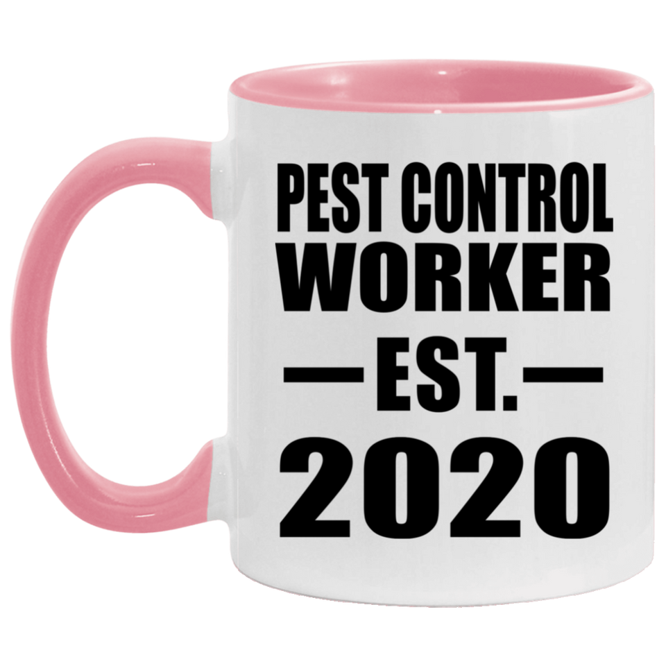 Pest Control Worker Established EST. 2020 - 11oz Accent Mug Pink
