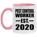 Pest Control Worker Established EST. 2020 - 11oz Accent Mug Pink
