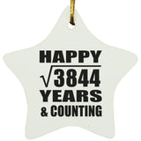 Happy 62nd Anniversary Square Root of 3844 Years & Counting - Star Ornament