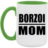 Borzoi Mom - 15oz Accent Mug Green