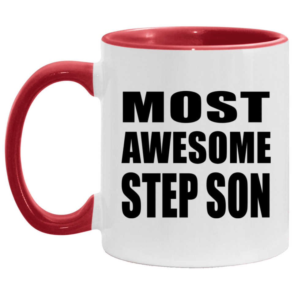 Most Awesome Step Son - 11oz Accent Mug Red