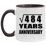 22nd Anniversary Square Root of 484 Years Anniversary - 11oz Accent Mug Black