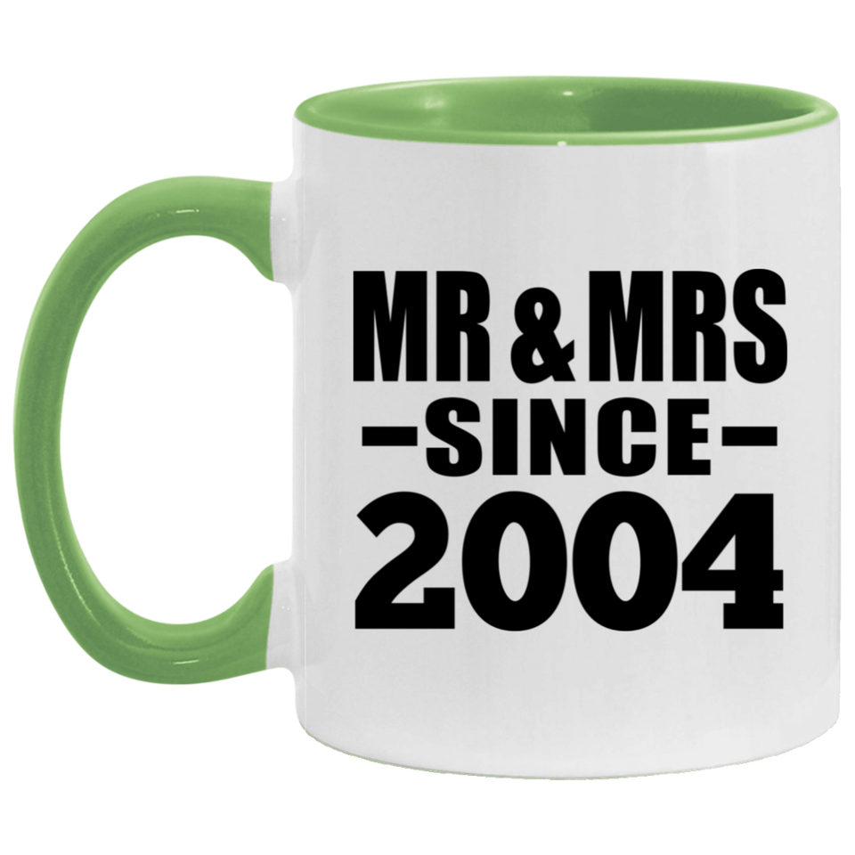 20th Anniversary Mr & Mrs Since 2004 - 11oz Accent Mug Green